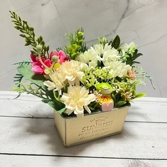 ハンドメイドフラワー★縁起物♡カエルアレンジメントNo.5の画像