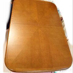 ブラウン木製長方形ダイニングテーブル　伸長式　マルニ木工の画像