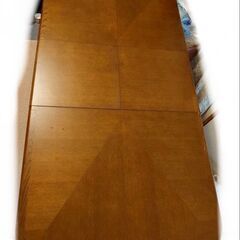 ブラウン木製長方形ダイニングテーブル　伸長式　マルニ木工の画像