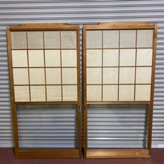 猫間障子　建具　引き戸　ガラス　古民家再生　レトロ　古建具　引取限定の画像