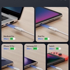 【2本セット】Type C ケーブル 1m PD対応 60W急速充電 白の画像