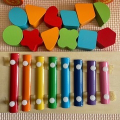 子供用　おもちゃ　知育玩具　鉄筋　形はめ　木製の画像