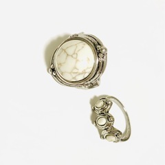 ビンテージ風　シルバー　マーブル　リング　2個セットの画像