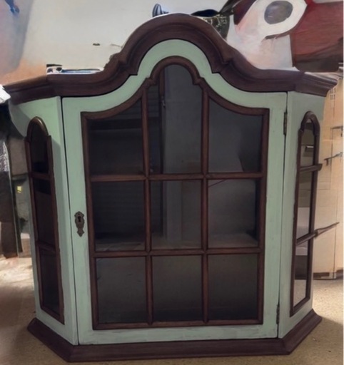 ヴィンテージ　キャビネット　木とガラス