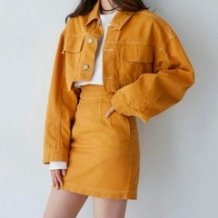 ジャケット　スカート　ムルーア　セットアップ　黄色　マスタードの画像