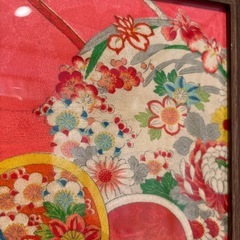 ファブリックパネル 着物額入り 花柄 特価の画像
