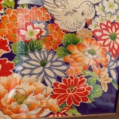 ファブリックパネル 着物額入り 鳩 特価の画像