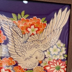 ファブリックパネル 着物額入り 鳩 特価の画像
