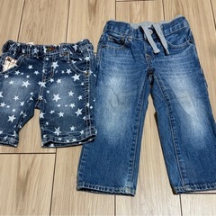 男の子 長袖トップス＋デニムハーフパンツまとめ売り（約13点）／80〜100cm 中古 の画像