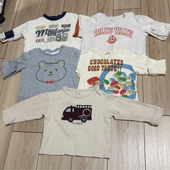 男の子 長袖トップス＋デニムハーフパンツまとめ売り（約13点）／80〜100cm 中古 の画像