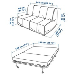 IKEA LYCKSELE LÖVÅS イケア リクセーレ ローボース 2人掛け 2Pソファ ソファベッド ベッド ソファー 2Pソファーの画像