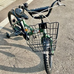 18インチ 子ども用自転車（補助輪・前カゴ付き／整備済み）の画像