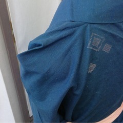 青の単衣 幾何学模様刺繍の画像