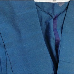 青の単衣 幾何学模様刺繍の画像