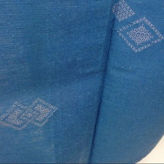 青の単衣 幾何学模様刺繍の画像