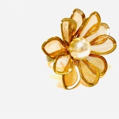ビンテージ　指輪　花　パールの画像