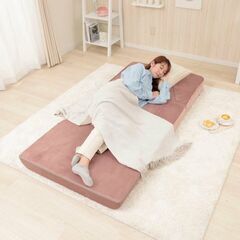 配達可!!美品♪ソファ ベッド 幅89cm リクライニング式 日本製 （ ソファ ソファベッド 折りたたみ フロアソファ 1人掛け ベロア調 大人かわいい おしゃれ コンパクト くすみカラー ）の画像