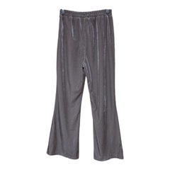 【新品】GRL グレイル プリーツフレアパンツ グレージュ 光沢 ベロア Ｍの画像