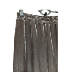 【新品】GRL グレイル プリーツフレアパンツ グレージュ 光沢 ベロア Ｍの画像