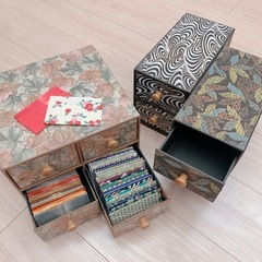 【〜12月中旬あたりまで/無料】牛乳パックと和紙で作ったペン立てやカード入れ、収納箱、和紙の切り絵など(ハンドメイド品)の画像