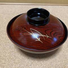 【未使用/長期保管品/お引取り限定】■木目柄吸物お椀 5客セット■樹脂製■箱入り■詳細不明■の画像