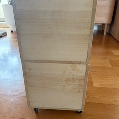 木製 キャスター付き 2段収納ボックス 28×28×56 ハンドメイド 無印風」の画像