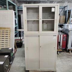 コクヨ　上ガラス引き違い下スチール引違扉書庫『中古良品』の画像