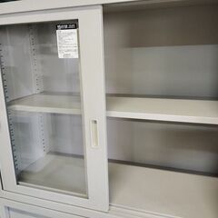 コクヨ　上ガラス引き違い下スチール引違扉書庫『中古良品』の画像