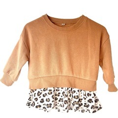 レオパード柄フリル付きトレーナー 80サイズの画像