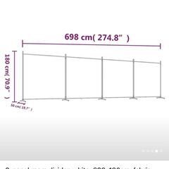 白のルームディバイダー。サイズ：698cm × 180cm（布製）。2枚セットで、合計14m × 1.8mの画像