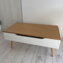 7life テーブル 昇降式 ローテーブル センターテーブル 幅90cm リフティングテーブル リフトアップテーブル収納付き (ナチュラル) の画像