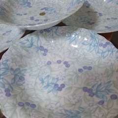 未使用　 Fine China カレー皿 籠付 花ベリー柄オーブン対応スプーン付の画像