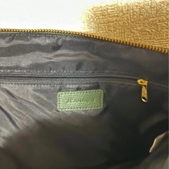 JEANASISダークグリーン レザー ショルダーバッグ フリンジ付きジーナシスの画像