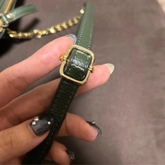 JEANASISダークグリーン レザー ショルダーバッグ フリンジ付きジーナシスの画像