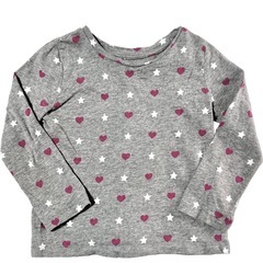 ハートと星のプリント長袖Tシャツ 80の画像