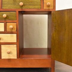 ≪zyt1272ジ≫ レトロ家具 サイドチェスト 引出13杯＋開戸1ヶ所 小物入れ/整理棚/電話台/ビンテージ家具 リユースストレージ仙台 51213-11の画像