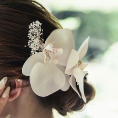 胡蝶蘭　髪飾り　和装　ウェディングの画像