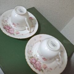 新品未使用　ノリタケ　カップ＆ソーサー花柄金彩ピンクローズ２個セットの画像