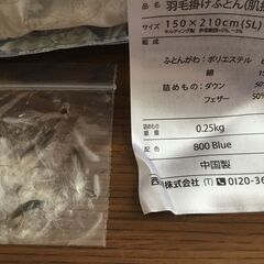 西川株式会社　羽毛布団　シングル　男女ペァの画像