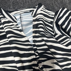 Lily Brownゼブラ柄バルーンスリーブロングドレスの画像