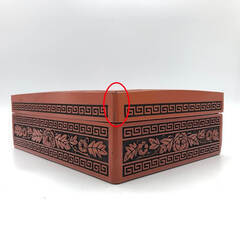 ss8012　仙台堆朱 硯箱 手許箱 赤×黒 伝統工芸 文箱 てもと箱 葉書入れ 手紙 レターケース 小物入れ 文具入れ 小箱 高級漆器 和小物 和風 雑貨 仙台堆朱 中古の画像