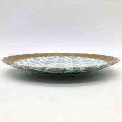 ss8014　庫山窯 飾り皿 大皿 淡色 金彩 24cm 絵付け 美濃焼 パステルカラー 陶器製 皿 ラウンドプレート 盛皿 レトロ 和食器 飾り皿 中古の画像