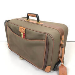 ss8016　ラーク ボストンキャリー カーキ系 キャスター付き ハンドル付 Lark トラベルバッグ ナイロン 2輪 キャリーバッグ 小旅行 出張 鞄 旅行かばん 中古の画像