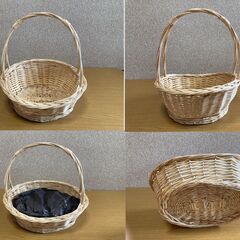【中古/長期保管品/お引取り限定】■籐製盛りかご2種類＋プランター用ホワイトかご（大）■の画像