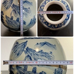 中国工芸品 花瓶 花器 染付花 入壺の画像