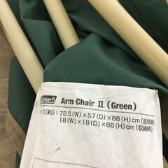 Coleman/コールマン アームチェアII グリーン 折り畳み ケース付 キャンプ アウトドア 25k菊の画像