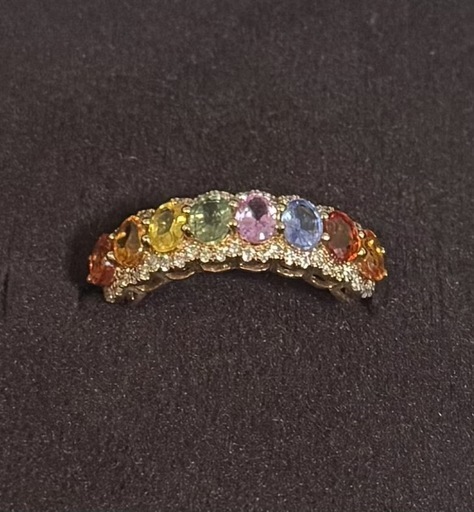 天然　ファンシー　サファイア　ダイヤモンド　カラフル　マルチ　リング　K18 指輪 色石