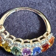 天然　ファンシー　サファイア　ダイヤモンド　カラフル　マルチ　リング　K18 指輪 色石の画像