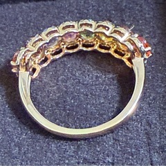 天然　ファンシー　サファイア　ダイヤモンド　カラフル　マルチ　リング　K18 指輪 色石の画像