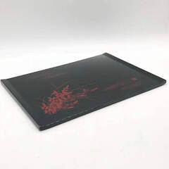 ss8026　耕州作 折敷 5枚セット 38×28cm 長方形 長角 黒 漆器 懐石道具 和食器 木製 お膳 配膳 敷物 お盆 トレー マット おしき 折敷 中古の画像